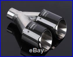 1 Pair 63-89mm Glossy Carbon Fiber Dual Exhaust Pipe Tail Muffler Tip Left+Right