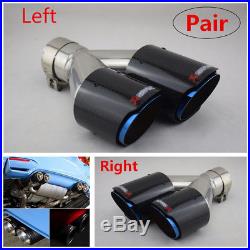 1 Pair Universal Left+Right Carbon Fiber Car Dual Exhaust Pipe Tail Muffler Tip