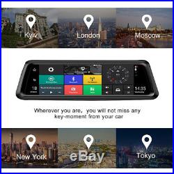 10'' HD 4G WiFi Bluetooth Android Car GPS DVR Adjustable Camera Recorder ADAS
