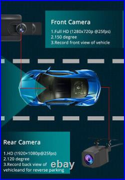 11.26in 1080P Car DVR Dash Cam Dual Lens Camera Video Recorder withRearview Mirror