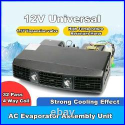 12V Black 32 Pass Coil Under Dash Evaporator Compressor Air Conditioner 3 Speed