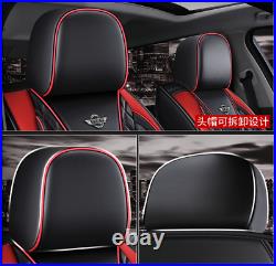 1Set Comfortable Breathable Black PU Leather Car Seat Front+Rear Cushion Cover
