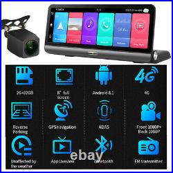 2+32GB 8in Car DVR Dash Cam Recorder+Rear Camera GPS WIFI 4G Bluetooth G-sensor