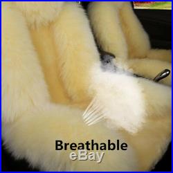 2PCS Australian Sheepskin Fur Long Wool Car Autos Front Seat Cover Winter Fluffy