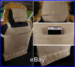 2x Genuine Australian Sheepskin Fur Long Wool Car Front Seat Covers Cushion Mat
