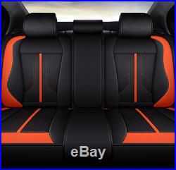 5-Seats Car Seat Cover Front+Rear Microfiber Leather Cushion All Season Orange
