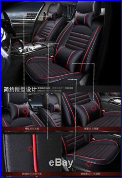 5-Seats Full Set Auto Car Seat Cover Cushion Deluxe Edition PU Leather withPillows