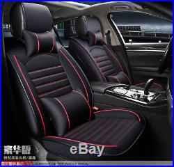 5-Seats Full Set Auto Car Seat Cover Cushion Deluxe Edition PU Leather withPillows