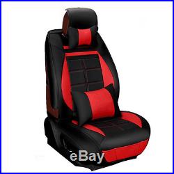 5D Surrounded By Luxury PU Leather Mat Car Autos Seat Covers 5-seats Black & Red