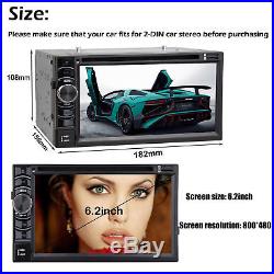6.2inch 2DIN Car CD DVD FM Radio Receiver Bluetooth USB AUX MP3 Player + Camera