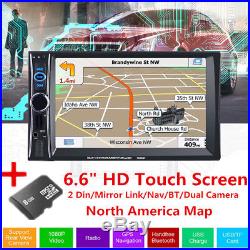 6.6 HD Touch 2 Din Car Stereo Radio MP5 Player GPS Navigation Bluetooth USB+Map