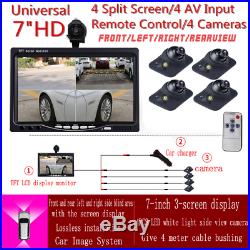 7 Split Screen Quad DVR Monitor+4X Night Vision Camera For Car Truck Trailer