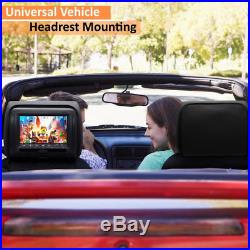 7Car Headrest Monitors DVD Player/USB/IR Remote SD Games Headphone With Headset