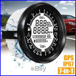 999MPH 85mm Car Boat GPS Speedometer Tachometer Oil Pressure Odometer Gauge 7IN1