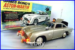 A. C. Gilbert 007 James Bond ASTON MARTIN DB5 BATTERY TIN CAR 1965 Working Order