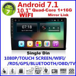 Android 7.1 Single 1Din 10.1 Car GPS Stereo Radio Player Wifi 3G/4G 4-Core 16GB