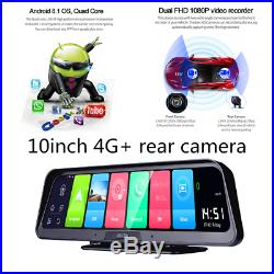 Android 8.1 Car DVR 10 inch Dual Lens Dash Cam Video Recorder Camera 4G WiFi GPS