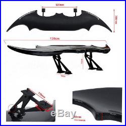 Bat GT-Style Car Real Carbon Fiber Rear Trunk Spoiler Wing + LED Brake Light