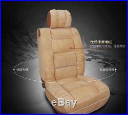 Beige Plush Down Cotton Car Seat Cover Cushion Winter Car Interior Accessories