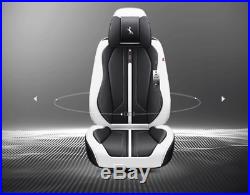 Black & White Front+Rear Seat Covers 6D Car Styling Protect Cushion For 5 Sits