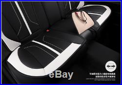 Black & White Front+Rear Seat Covers 6D Car Styling Protect Cushion For 5 Sits
