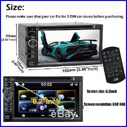 Bluetooth Radio Double 2 Din 6.2 Car Stereo CD DVD Player HD AUX& Backup Camera