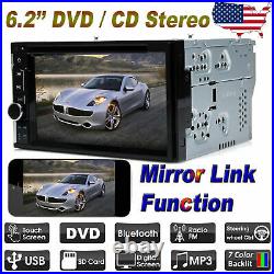 Car Stereo Bluetooth Radio Double 2 Din 6.2 CD DVD Player Mirror Link For GPS