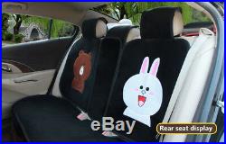 Cartoon Brown Super Soft Plush Full Car Seat Cushion Universal Fit Winter Black