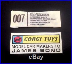 Corgi 261 1965-69 Original Instruction / Accessory Pack James Bond's 007