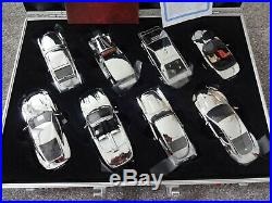 Corgi James Bond 007 chrome case set of 8 cars. Aston Martin DB5, Jaguar etc