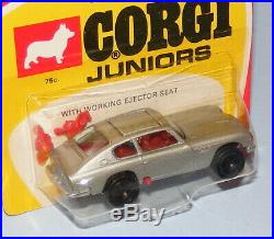 Corgi Juniors #1001 James Bond Aston Martin Db6 Vintage 1970 Black Wheels Moc