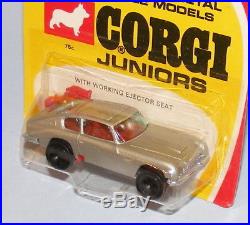 Corgi Juniors #1001 James Bond Aston Martin Db6 Vintage 1970 Black Wheels Moc