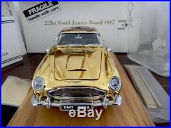 Danbury Mint 22KT Gold 1964 ASTON MARTIN JAMES BOND 007 RARE 1/24 DIE CAST