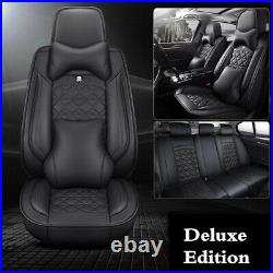 Deluxe Edition Car Front+Rear Black PU Leather Full Surround Seat Covers Cushion