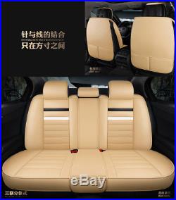 Deluxe PU Leather Car Seat Cover Protector Set Breathable Interior Accessories