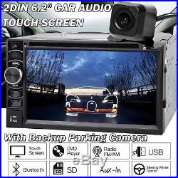 Double 2 Din FM Bluetooth Radio Audio Stereo Car Video Player + HD Camera Hot