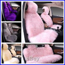 Faux Wool Plush Long Hair Full Car Seat Cushion Covers Universal Fit Winter Warm
