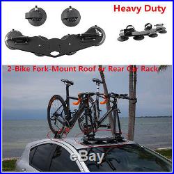 Heavy Duty 2-Bike Fork Mount Roof Auto Car SUV Rack Top Mounted Bicycle Carrier