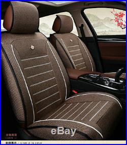 Linen Fabric Deluxe Edition Car Seat Cover Cushion 5-Seats Front & Rear +Pillows