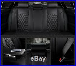 Luxury PU Leather Car Seat Covers Full Set Front+Rear Seat Cushion Mat-USA Stock