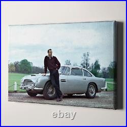Sean Connery as James Bond 007 Aston Martin 1960s Movies Canvas Wall Art Print