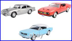 Set 3 cars James Bond 007 Aston Martin DB5 + Ford Mustang 124 Motormax Diecast