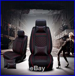 Size M Auto Car 5-Seats PU Leather Seat Cover Front+Rear Neck Lumbar Pillows Set