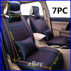 Size M Auto Car 5-Seats PU Leather Seat Cover Front+Rear Neck Lumbar Pillows Set