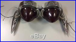 VINTAGE YANKEE ACCESSORY Stop TAIL LIGHTS twin-lites red Lenses 12 volt RAT ROD